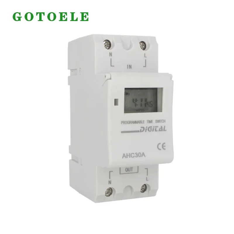 Interruttore timer digitale programmabile settimanale su guida DIN AHC30A
